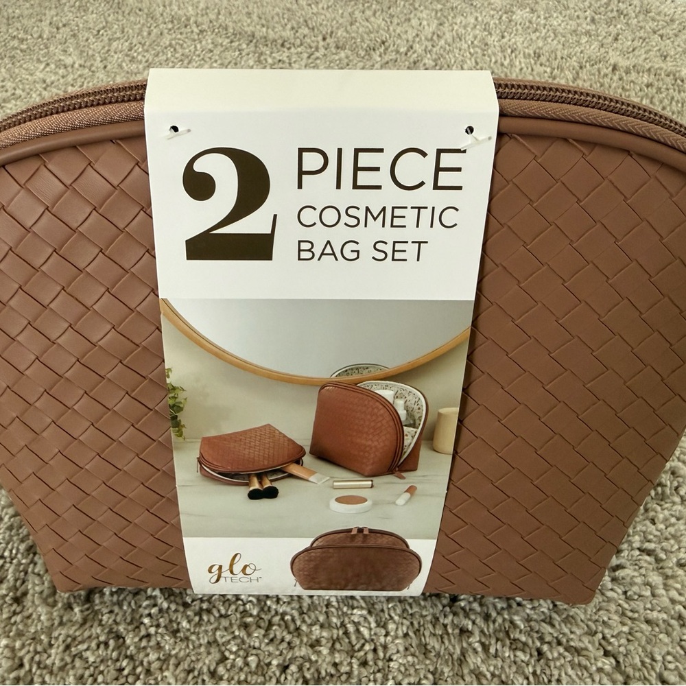 Brown Woven Cosmetic Bag Set - Picture 2 of 3